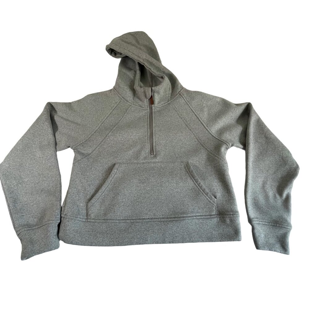 Laslulu Gray Cropped Quarter Zip Hoodie Thumbholes Small